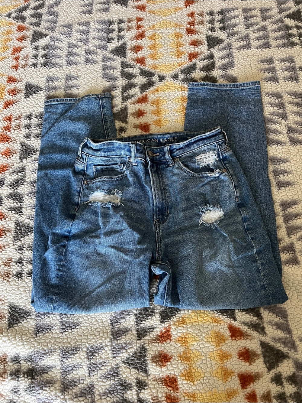 American Eagle Outfitters Women’s Distressed Blue Relaxed Jeans